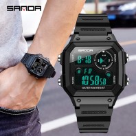 SANDA Men Sports Watches Fashion Chronos Countdown Men's Waterproof LED Digital Watch Man Military Clock 