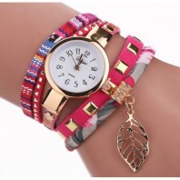 ladies bracelet watch leaf fabric retro style quartz watch duoya