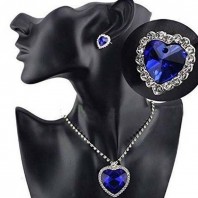 Shining Diva Fashion Blue Crystal Pendant Necklace Jewellery Set with Earrings for Women: Best Gifts for Girls 5052