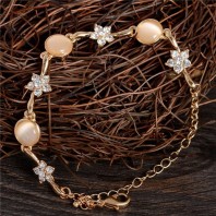 New Fashion Gold Color Charm Bracelet For Women Flower Bracelet 5059