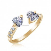  Shop.com.mm Women Double Heart Full Diamond Open Rings All Size Zircon Ring Jewelry 5066