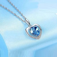  Christmas Necklace December Birthstone LC Blue Topaz Jewelry Citrine Necklace 5067