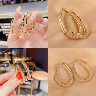 1 Pair Circular Shape Gold Metal Earrings