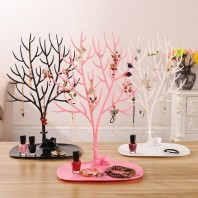 Multifunctional Plastic Tree Shape Jewelry Display Necklace Bracelet Earring Holder Pink White Tree Branch Stand Rack Hanger