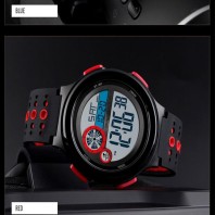 Skmei 50M Waterproof Digital Watch Men Fashion Stopwatch Countdown Sport Watch Blue Red black