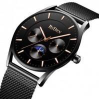 BIDEN Ultra Thin Dial Case Men Wrist Watch Business Style Clock Quartz Watches 3323