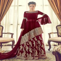 Red and Gold Blue & Gold Embroidered Sharara Suit