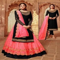 4part Semi-Stitched Georgette Embroidery Work Free Size Exclusive Designer Gown Anarkali Party Wear Suits for Women gift or Yourself Gown Dress