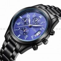 BIDEN Men's Watches Fashion Luxury Brand All Steel Black Wristband Watch Casual Men Quartz Waterproof Clock Automatic Date Chronograph Watch 3330