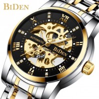 Fashion Hollow Roman Scale With Drill Dial Steel Belt Men's Mechanical Watch 3395