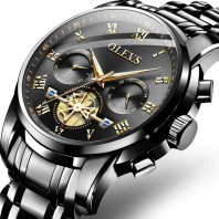 Men Quartz Date Tourbillon Chronograph Stainless Steel Hollow Waterproof Watches Luxury Fashion Clock