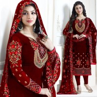 Ayesha Takia Maroon Straight Cut Salwar Indian Suits
