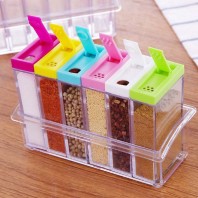 Kitchen Spice Containers with Colorful Lid Seasoning Box 6 Pieces Set-2588