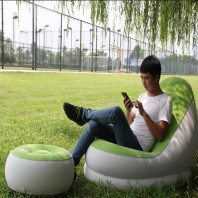Bestway Single Sofa Inflatable Relaxing Air Chair + Foot Rest Lounge (Light Green) - Premium-704 