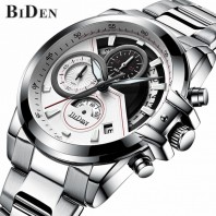 BIDEN brand mens business wristwatches stainless steel quartz man watches