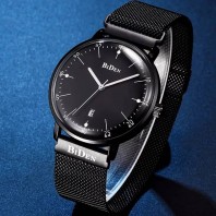 BIDEN luxury brand fashion casual watch quartz watch Simple charm men mesh band Relogio Male Date Watch-3105