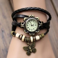Black Leather Watch for Girls And Ladies-3359