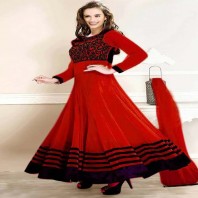 Red Chili Embroidery Neck Work Anarkali Suit-dr134