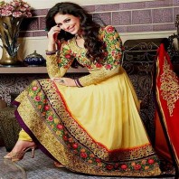 Indian Embroidered Chiffon Frock-dr142
