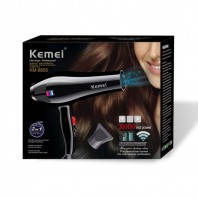 Kemei KM-8893 Rechargeable Hair Dryer - Black and Red140