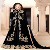 black Georgette with Indo Western Stylish Sangeet wear Salwar Suit-4604