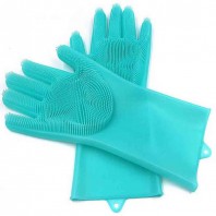 Perfect Pricee 1 Pair Silicone Cleaning Brush Scrubber Gloves for Dishes Car and Pet Dish wash Wet and Dry Glove Set-401