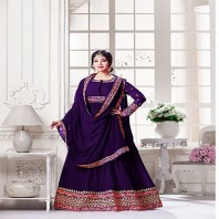 Purple un-stitched georgette with embroidery salwar suit-4628
