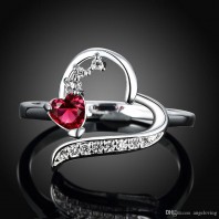 Red Heart Stone Ring for Women 100