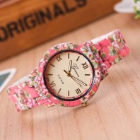 Womens Floral Print Ceramic pink Watch 3343